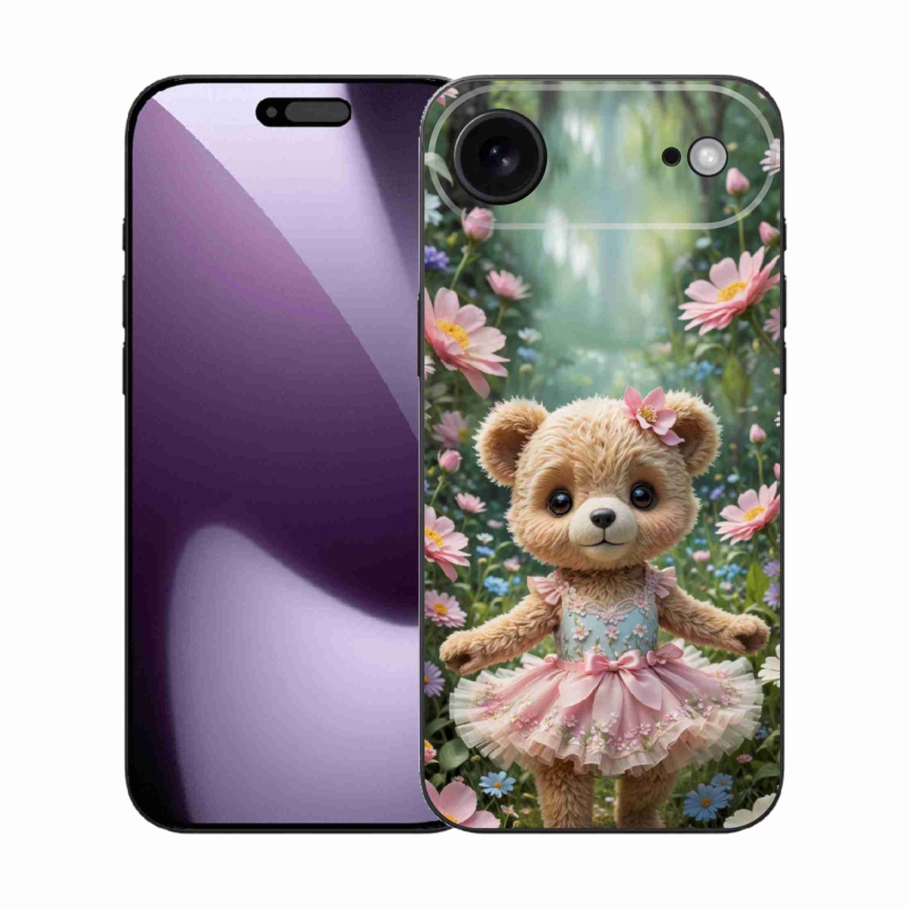 Gelový kryt mmCase na iPhone 17 Air - roztomilý medvídek v květinách