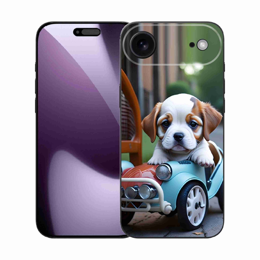 Gelový kryt mmCase na iPhone 17 Air - štěně v retro autě