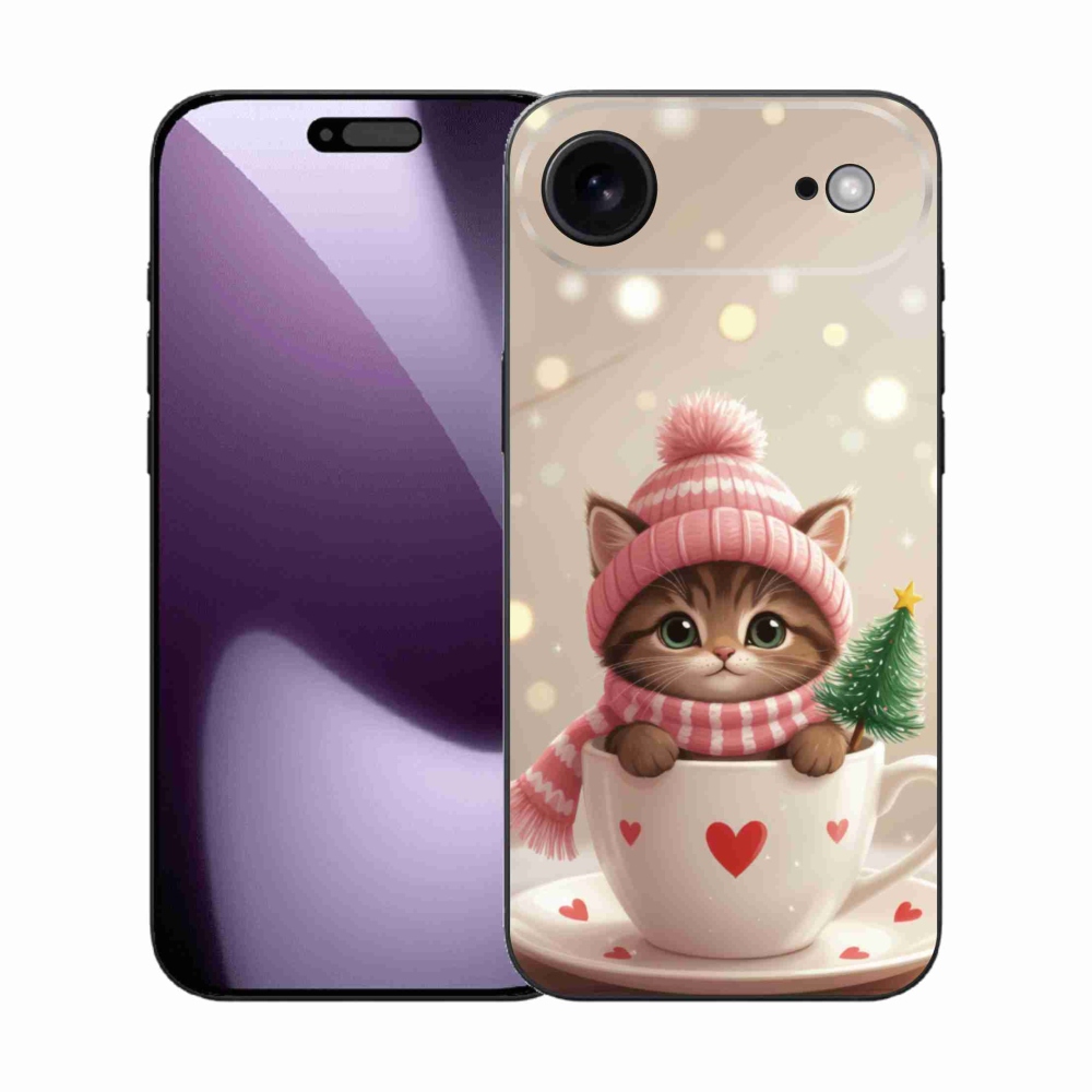 Gelový kryt mmCase na iPhone 17 Air - vánoční kotě v hrnku