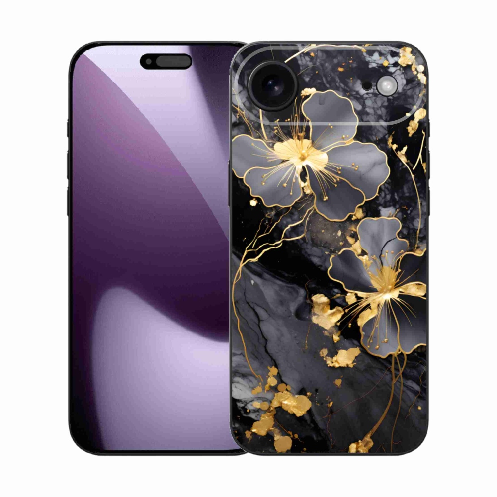 Gelový kryt mmCase na iPhone 17 Air - zlaté květy