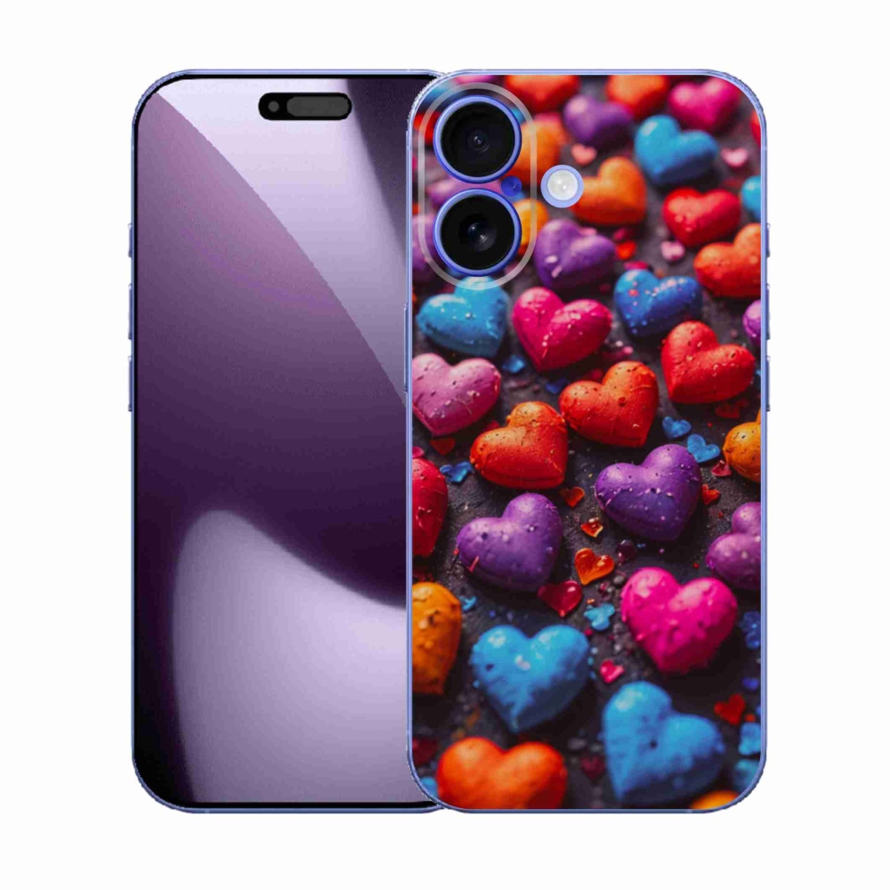 Gelový kryt mmCase na iPhone 17 - barevná srdce