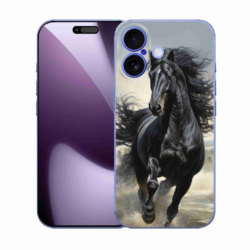 Gelový kryt mmCase na iPhone 17 - běžící černý kůň