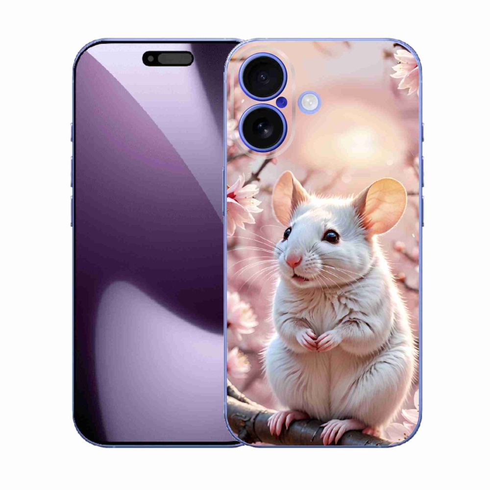 Gelový kryt mmCase na iPhone 17 - bílá myš na větvi