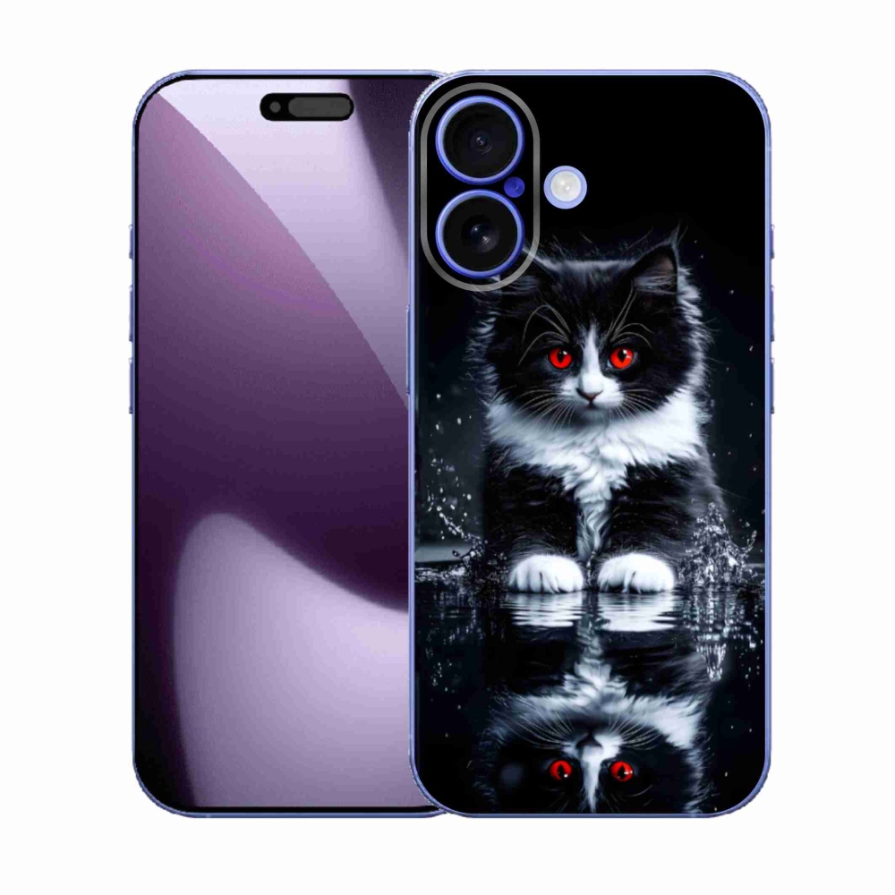 Gelový kryt mmCase na iPhone 17 - černobílé kotě