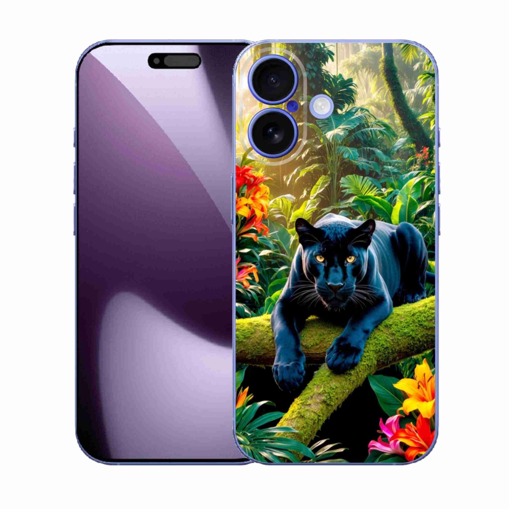 Gelový kryt mmCase na iPhone 17 - černý panter v džungli