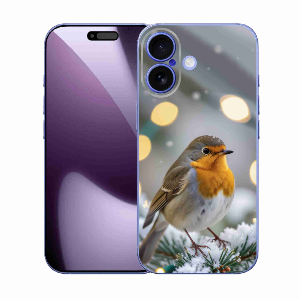 Gelový kryt mmCase na iPhone 17 - červenka v zimě
