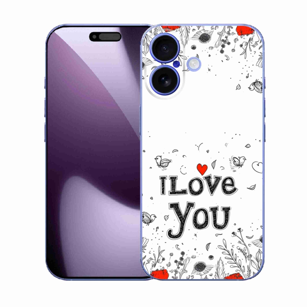 Gelový kryt mmCase na iPhone 17 - I love you bílé pozadí