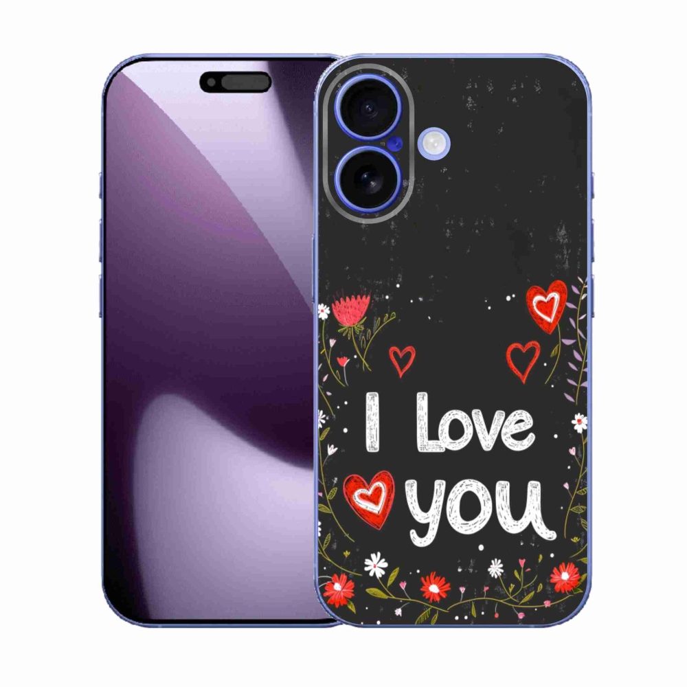 Gelový kryt mmCase na iPhone 17 - I love you černé pozadí