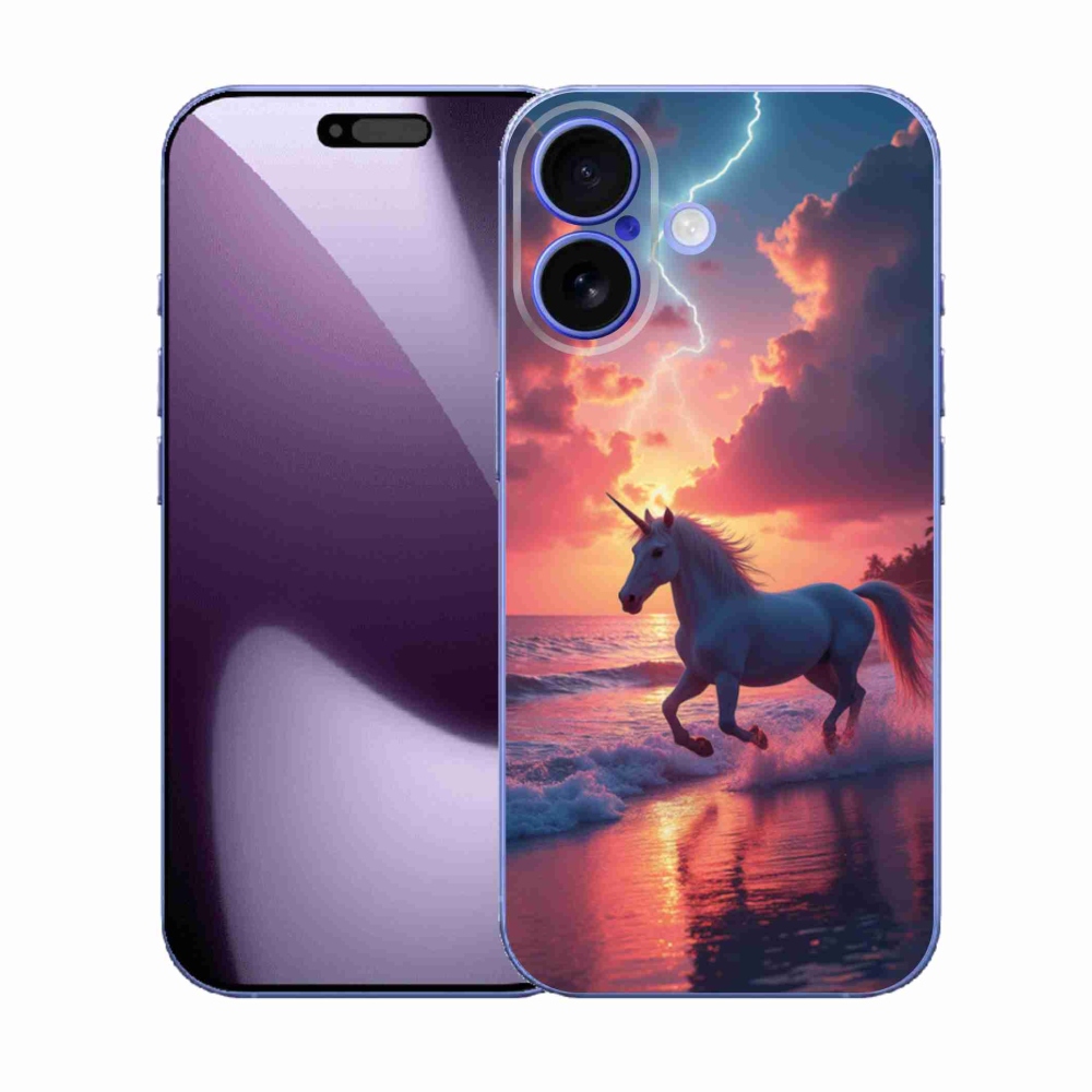 Gelový kryt mmCase na iPhone 17 - jednorožec na pláži