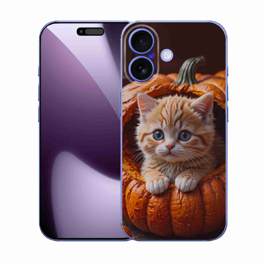 Gelový kryt mmCase na iPhone 17 - kotě a dýně 2