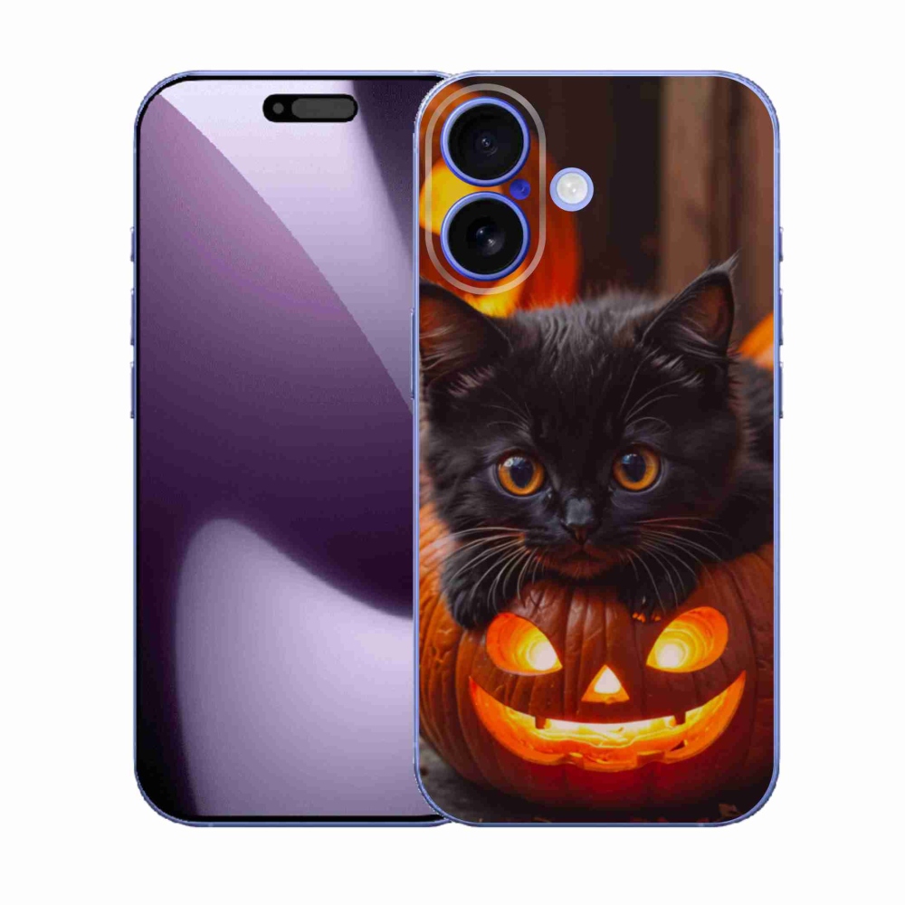 Gelový kryt mmCase na iPhone 17 - kotě a dýně