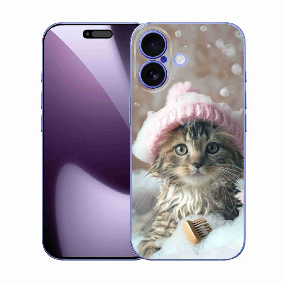 Gelový kryt mmCase na iPhone 17 - kotě a koupel