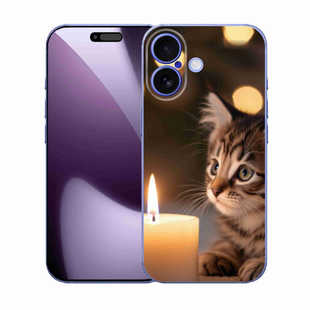 Gelový kryt mmCase na iPhone 17 - kotě a svíčka