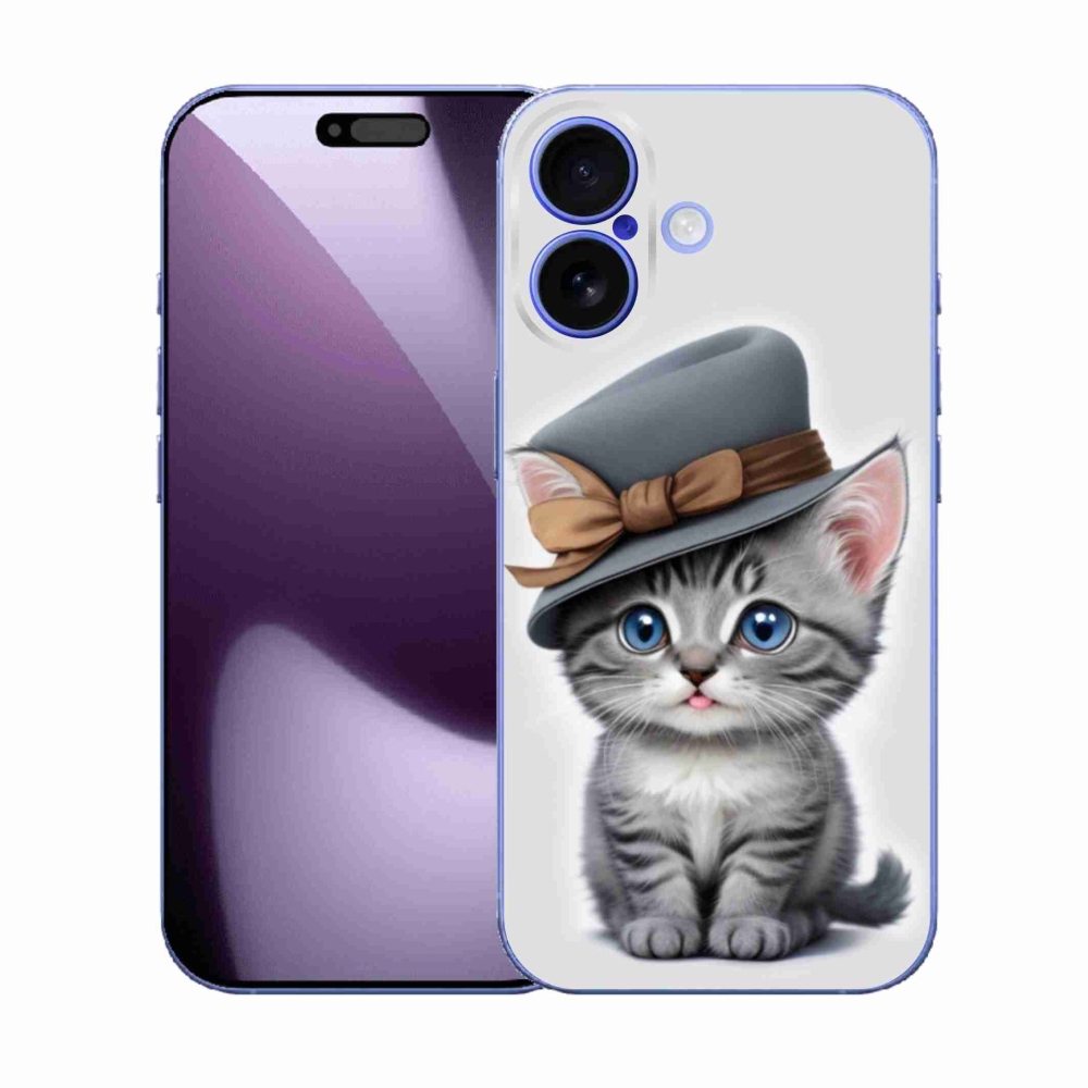 Gelový kryt mmCase na iPhone 17 - kotě s kloboukem
