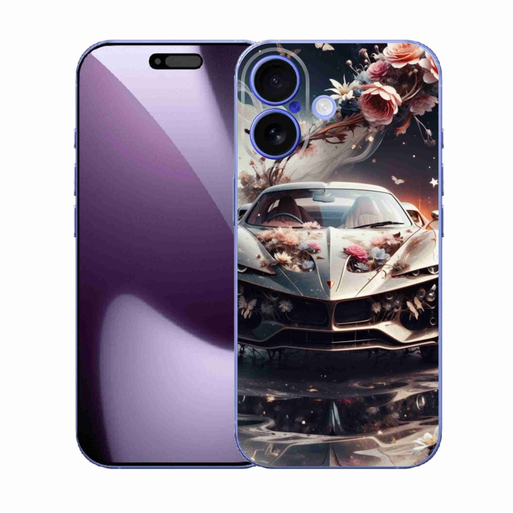 Gelový kryt mmCase na iPhone 17 - květinový sportovní vůz