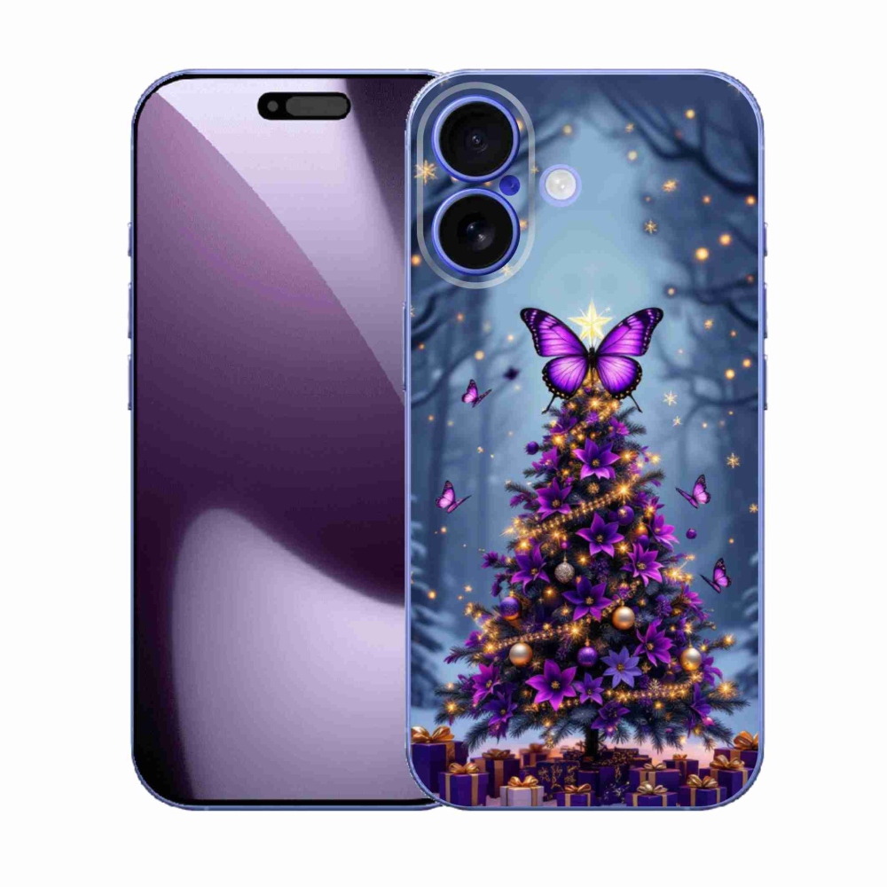 Gelový kryt mmCase na iPhone 17 - motýlí vánoční stromek