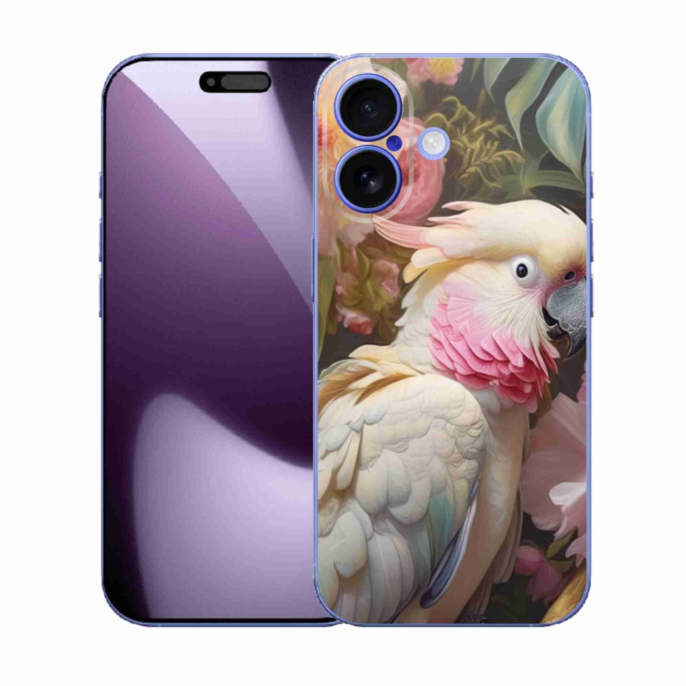 Gelový kryt mmCase na iPhone 17 - papoušek kakadu růžový 2