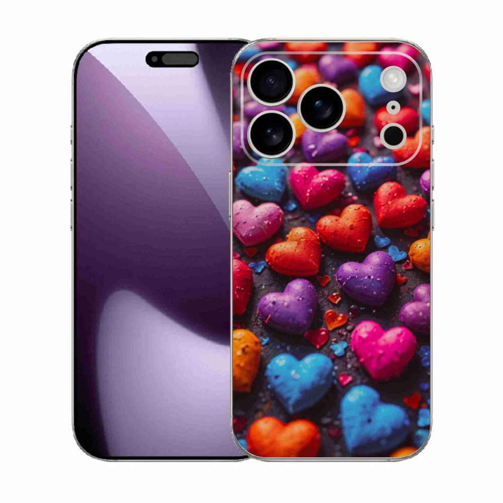 Gelový kryt mmCase na iPhone 17 Pro - barevná srdce