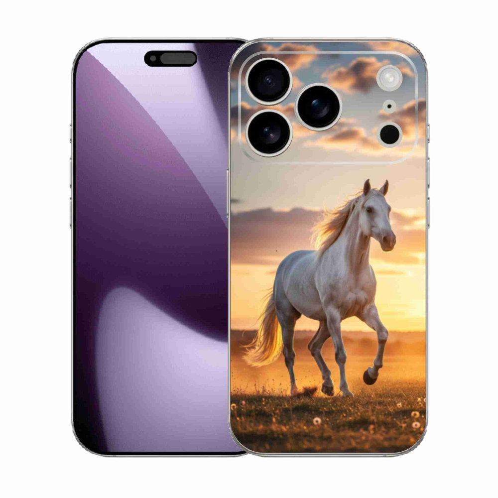 Gelový kryt mmCase na iPhone 17 Pro - běžící bílý kůň 2