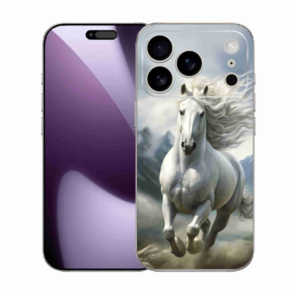 Gelový kryt mmCase na iPhone 17 Pro - běžící bílý kůň 3