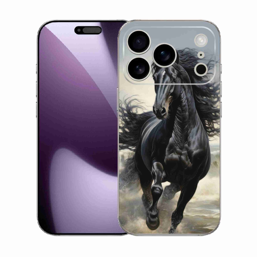 Gelový kryt mmCase na iPhone 17 Pro - běžící černý kůň
