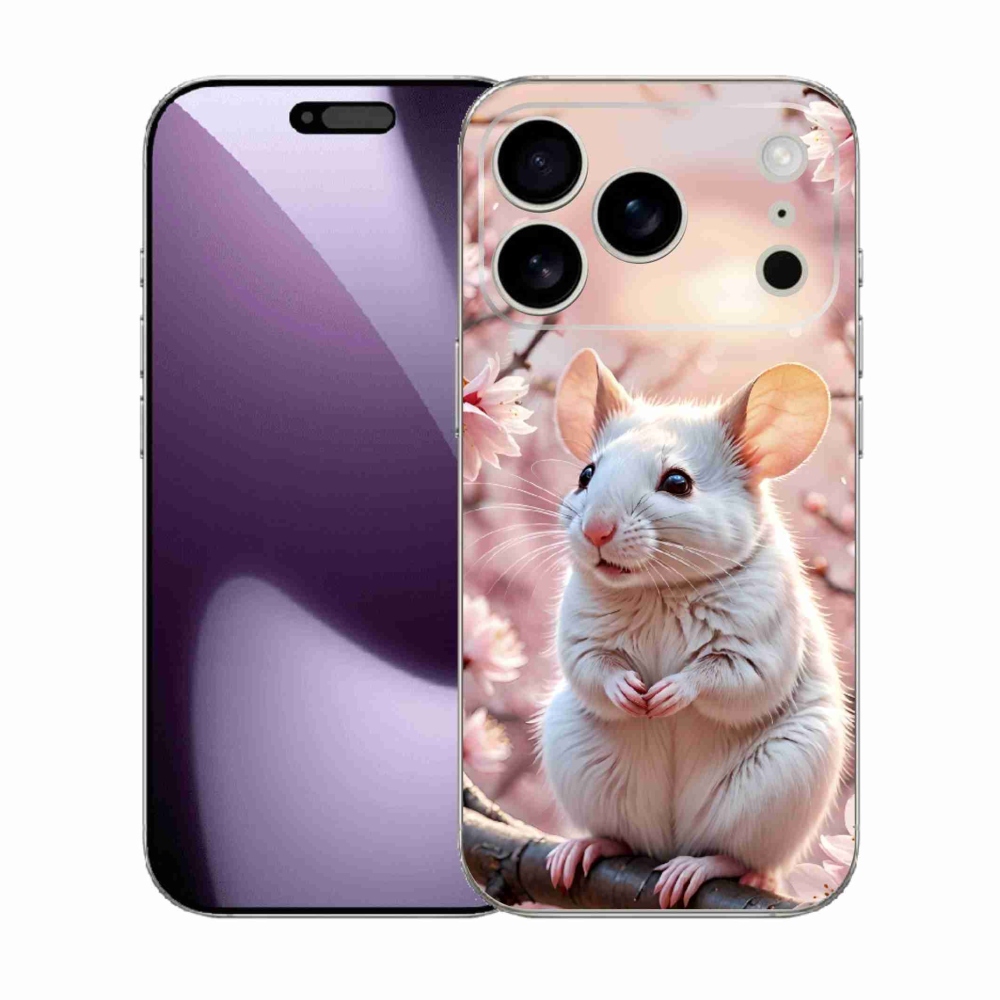 Gelový kryt mmCase na iPhone 17 Pro - bílá myš na větvi