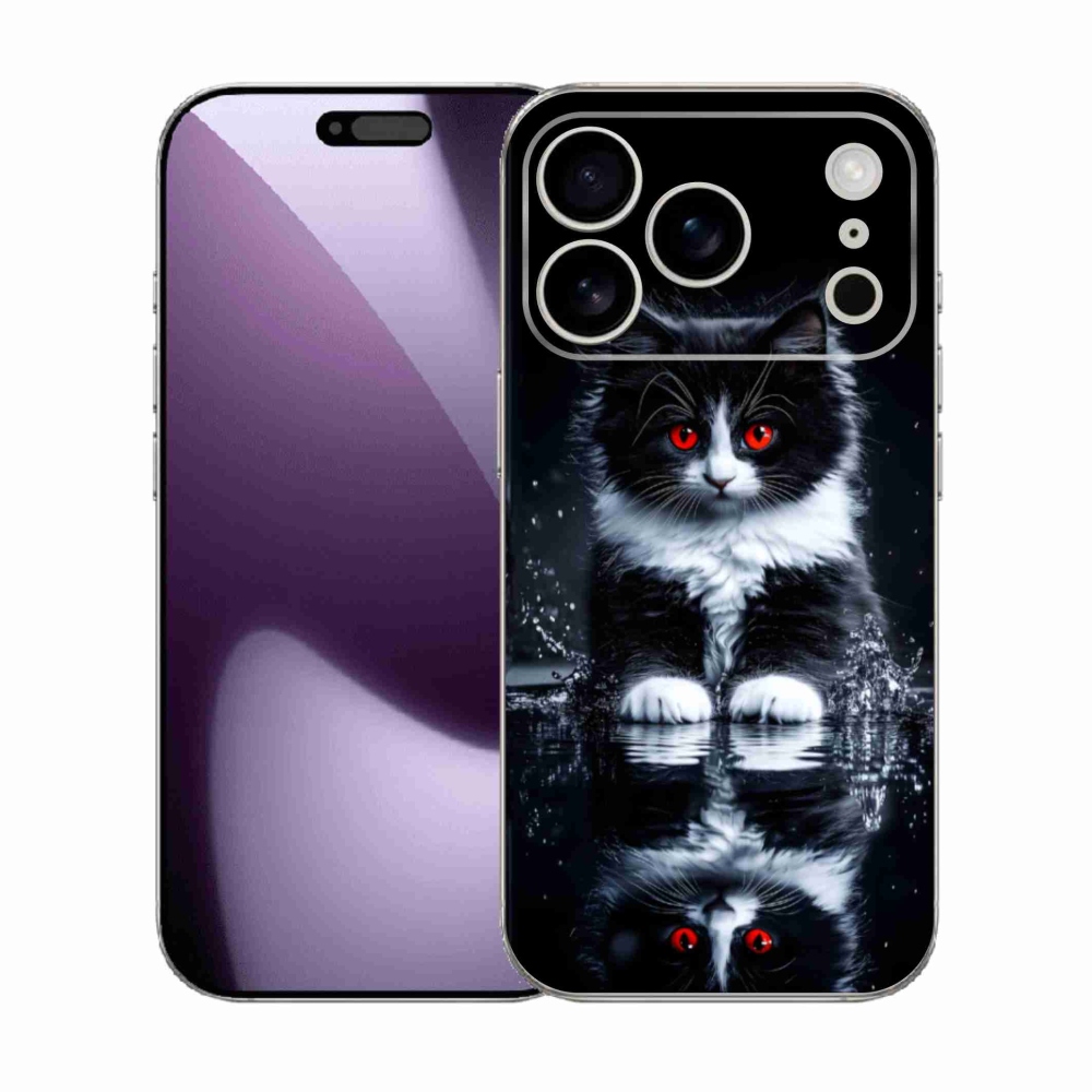 Gelový kryt mmCase na iPhone 17 Pro - černobílé kotě