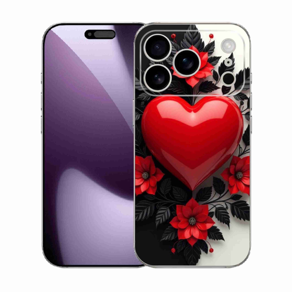 Gelový kryt mmCase na iPhone 17 Pro - červené srdce