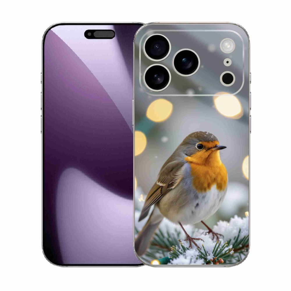 Gelový kryt mmCase na iPhone 17 Pro - červenka v zimě
