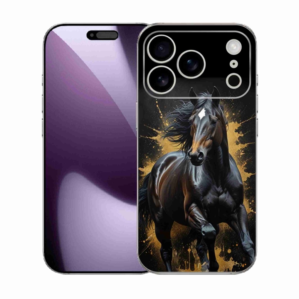 Gelový kryt mmCase na iPhone 17 Pro - elegantní černý hřebec