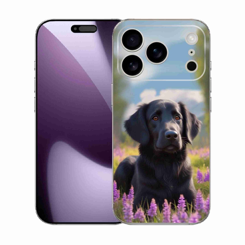 Gelový kryt mmCase na iPhone 17 Pro - elegantní černý retrívr