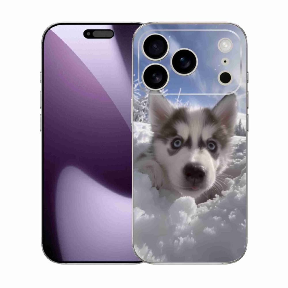 Gelový kryt mmCase na iPhone 17 Pro - husky ve sněhu