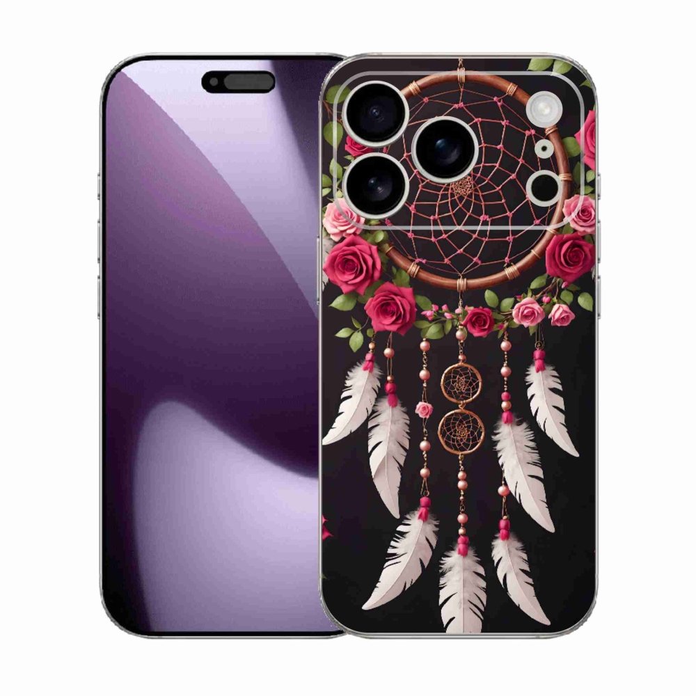 Gelový kryt mmCase na iPhone 17 Pro - lapač snů s růžemi