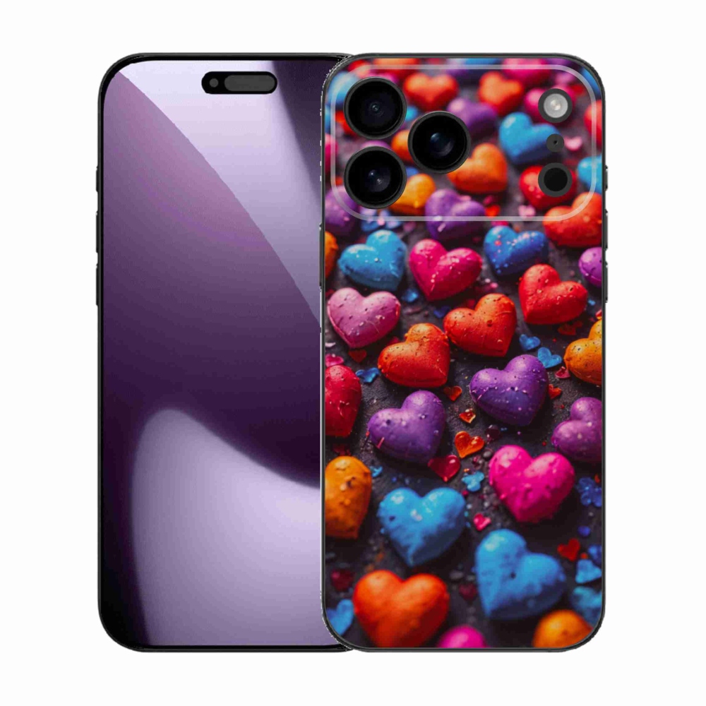 Gelový kryt mmCase na iPhone 17 Pro Max - barevná srdce