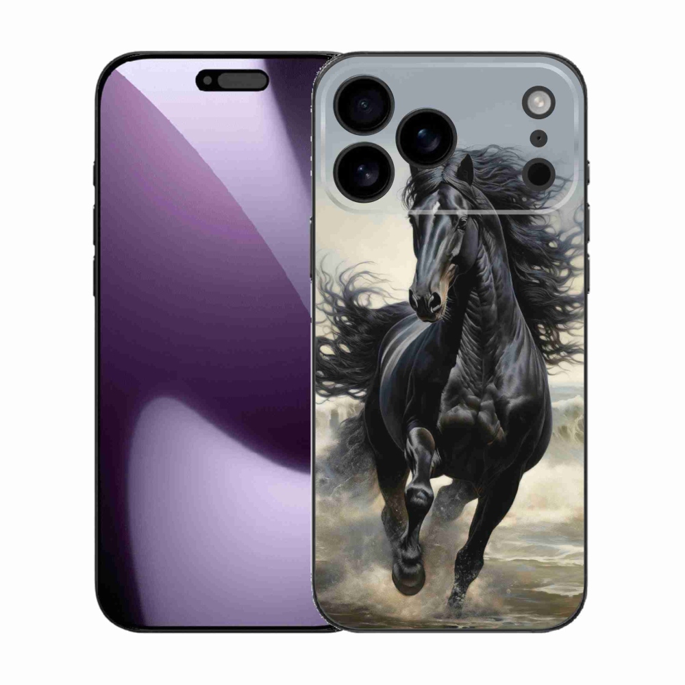 Gelový kryt mmCase na iPhone 17 Pro Max - běžící černý kůň