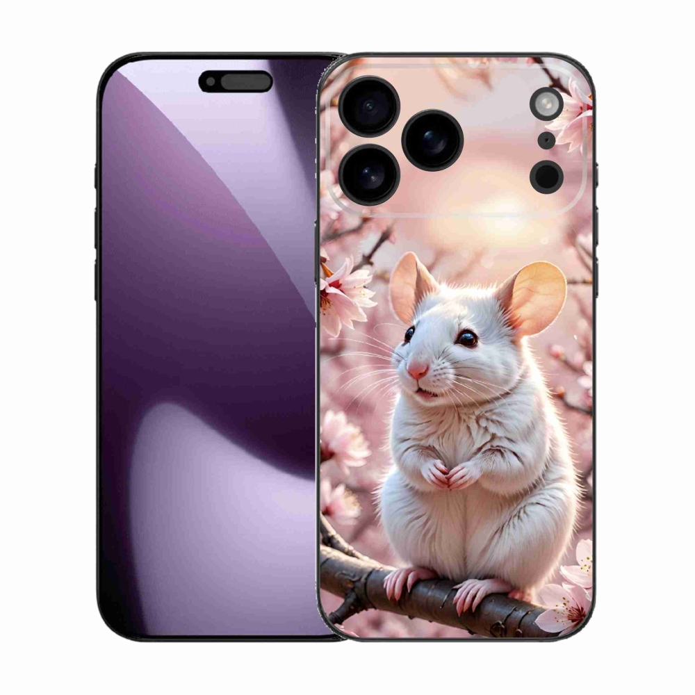 Gelový kryt mmCase na iPhone 17 Pro Max - bílá myš na větvi