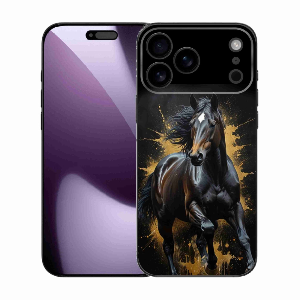 Gelový kryt mmCase na iPhone 17 Pro Max - elegantní černý hřebec