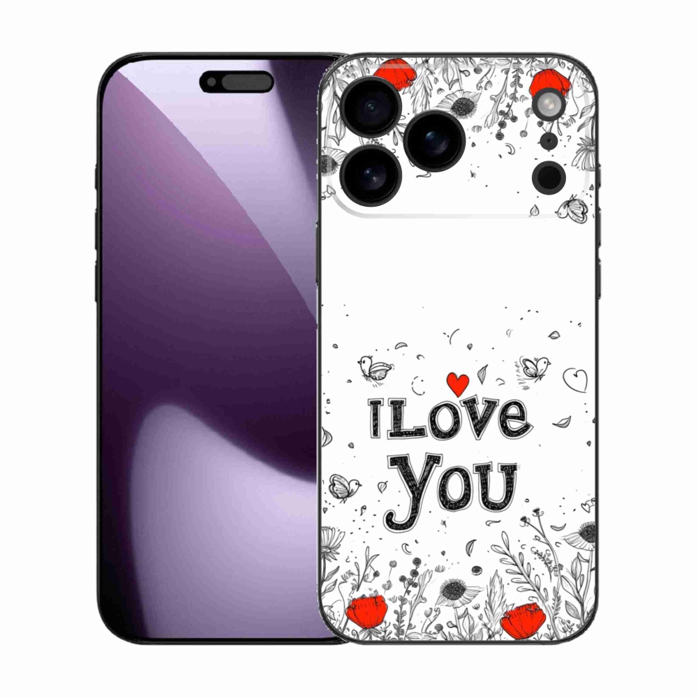 Gelový kryt mmCase na iPhone 17 Pro Max - I love you bílé pozadí