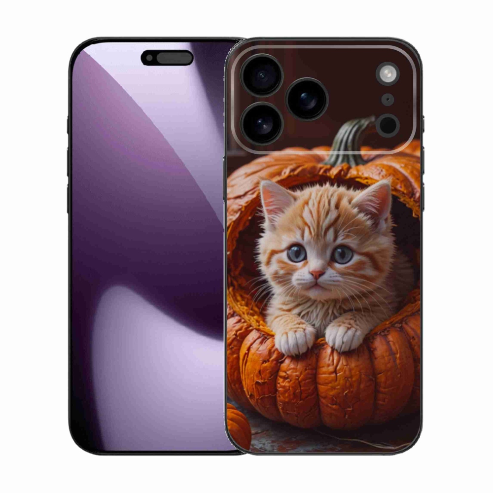 Gelový kryt mmCase na iPhone 17 Pro Max - kotě a dýně 2