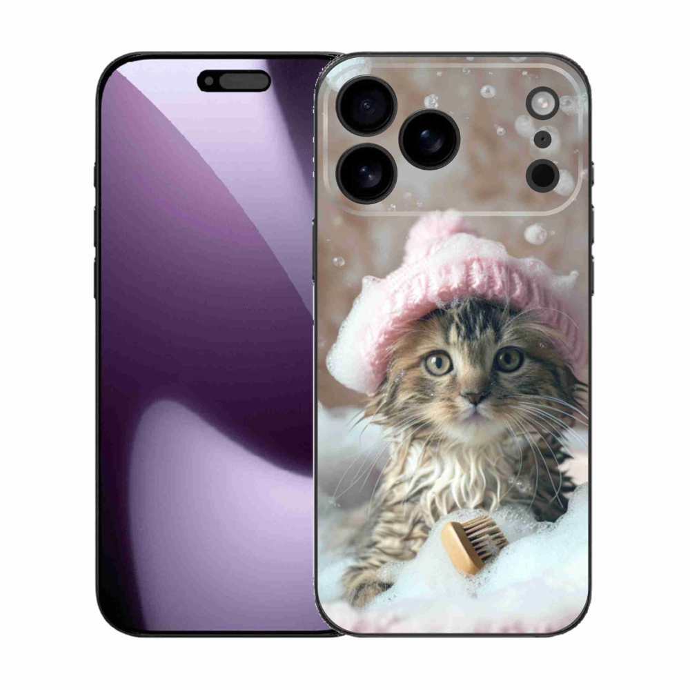 Gelový kryt mmCase na iPhone 17 Pro Max - kotě a koupel