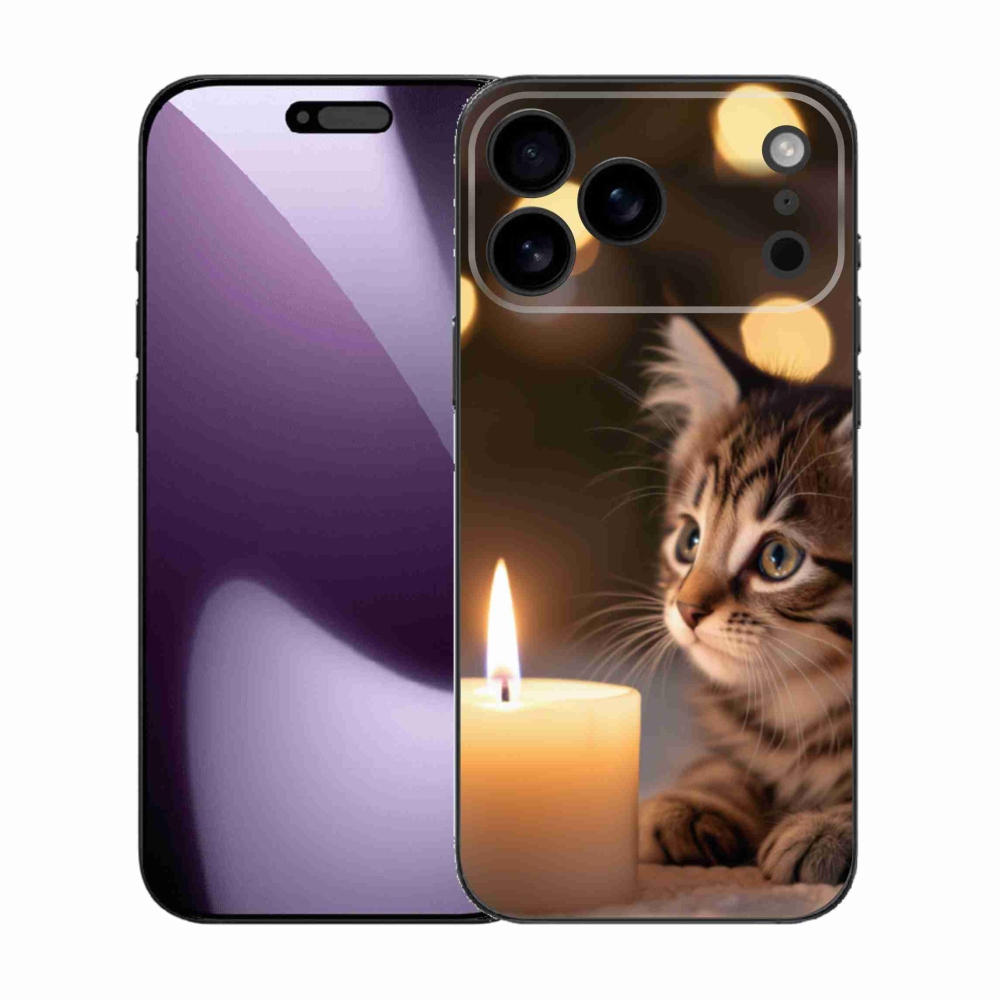 Gelový kryt mmCase na iPhone 17 Pro Max - kotě a svíčka