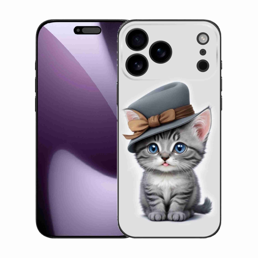 Gelový kryt mmCase na iPhone 17 Pro Max - kotě s kloboukem