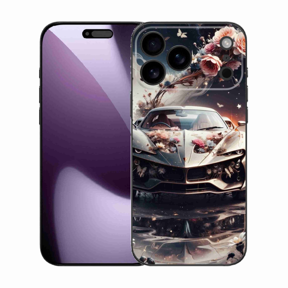Gelový kryt mmCase na iPhone 17 Pro Max - květinový sportovní vůz