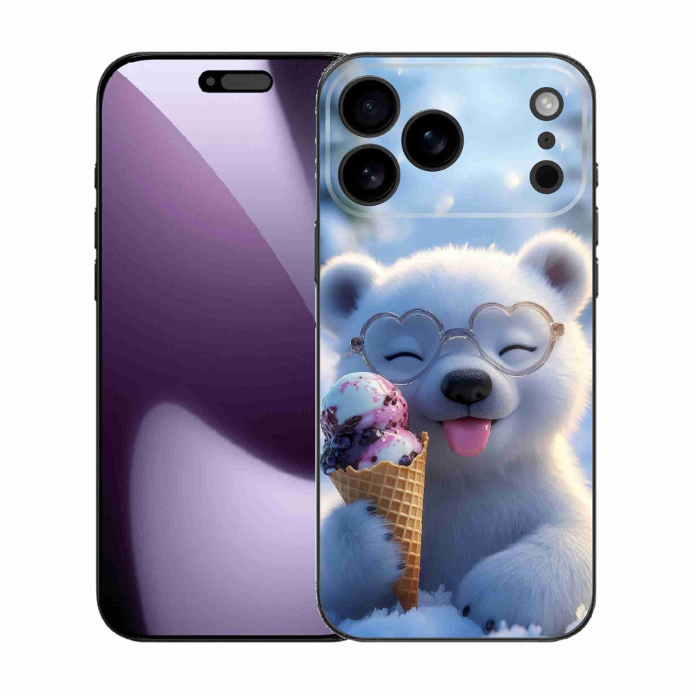 Gelový kryt mmCase na iPhone 17 Pro Max - medvídek se zmrzlinou