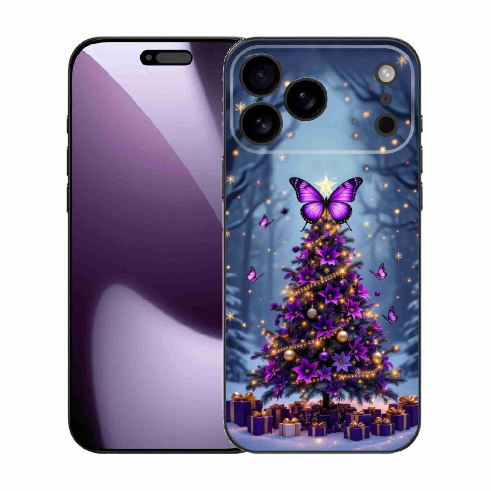 Gelový kryt mmCase na iPhone 17 Pro Max - motýlí vánoční stromek