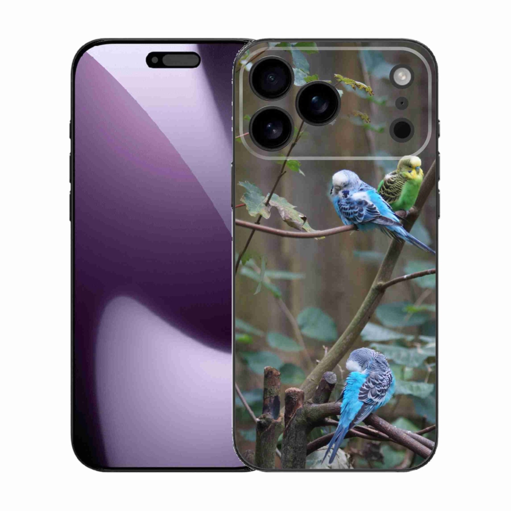 Gelový kryt mmCase na iPhone 17 Pro Max - papoušci na větvi