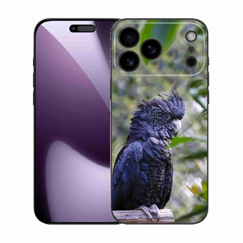Gelový kryt mmCase na iPhone 17 Pro Max - papoušek kakadu černý