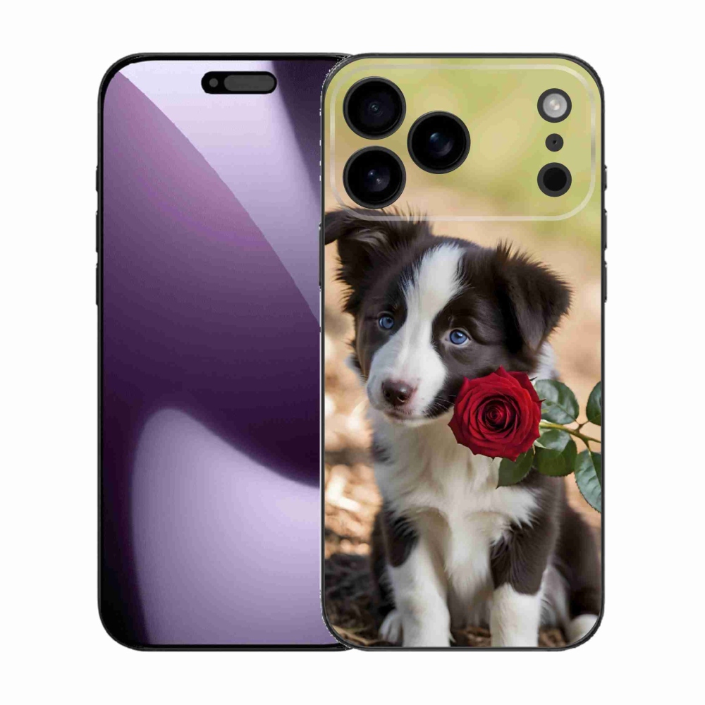 Gelový kryt mmCase na iPhone 17 Pro Max - roztomilá border kolie s růží