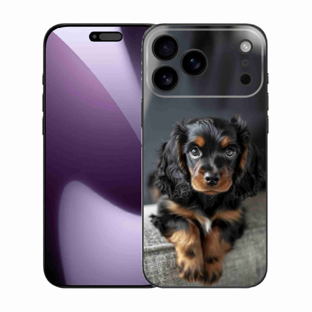 Gelový kryt mmCase na iPhone 17 Pro Max - roztomilý dlouhosrstý jezevčík