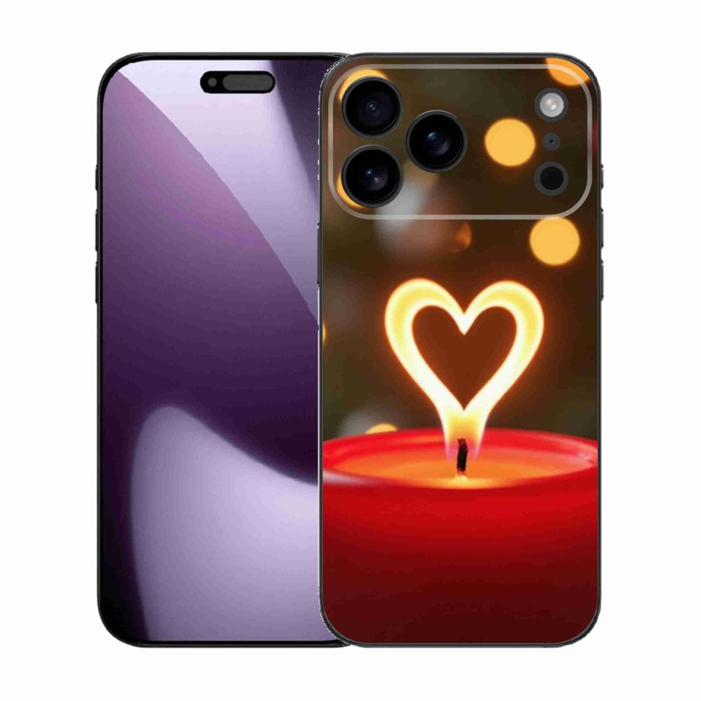 Gelový kryt mmCase na iPhone 17 Pro Max - srdce z plamene